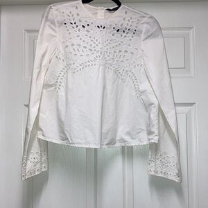 Zara Woman White Eyelet Shirt     Size XS